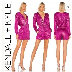 KENDALL + KYLIE X REVOLVE Liquid Shine Hooded Romper in Fuchsia